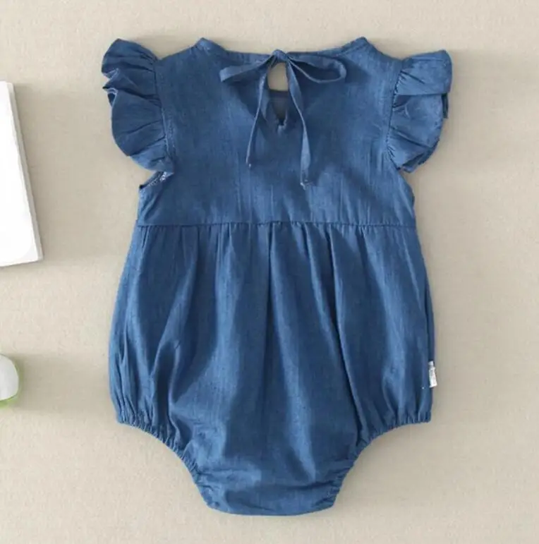 girls bodysuit Летние джинсовые рубашки для мальчиков и девочек, одежда, джинсы, боди для новорожденных девочек и мальчиков, детская одежда для альпинизма JW7458 - Цвет: girls bodysuit