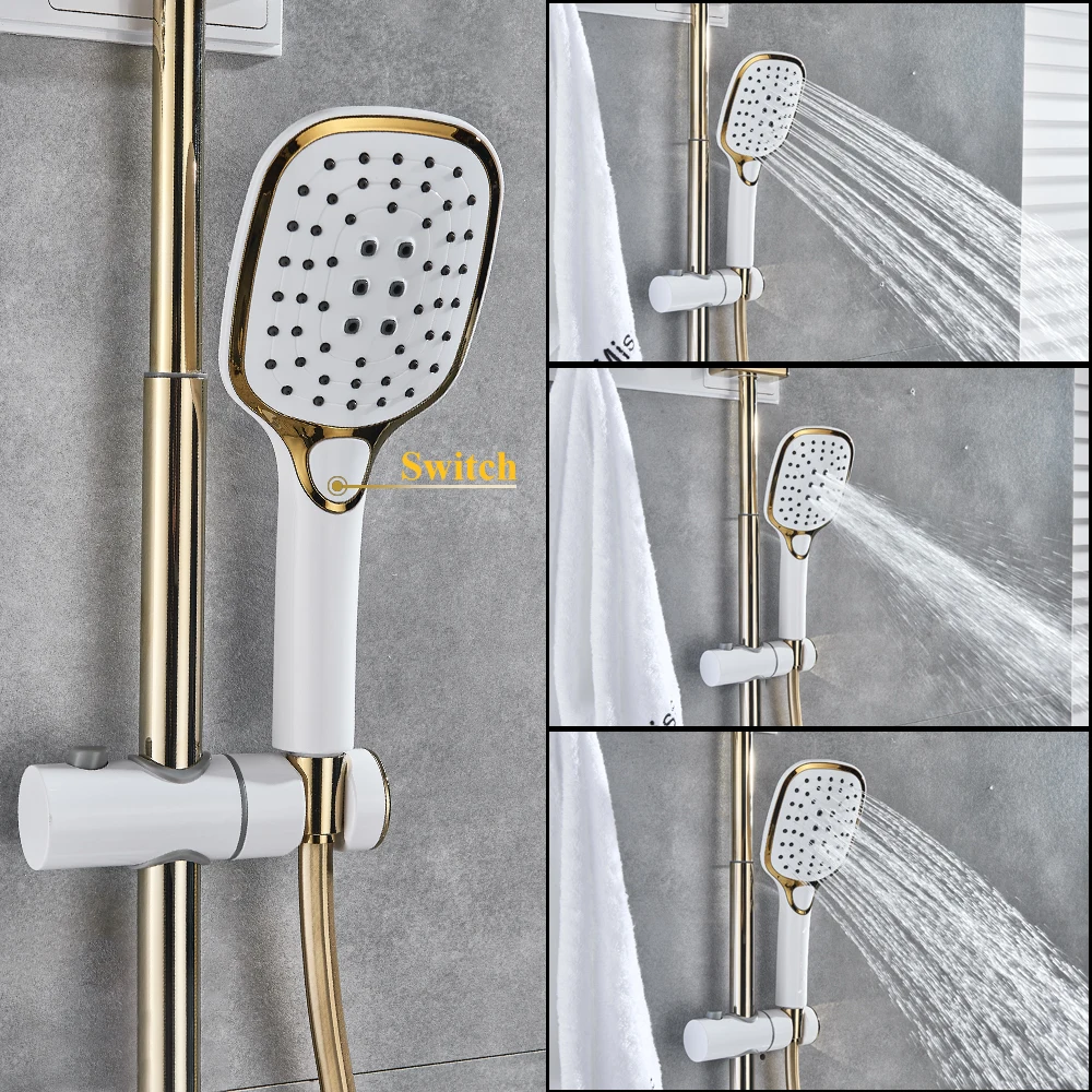 Uthyner 9 &quotRain Shower Faucet Bathroom Set Wall Mounted Mixer With Hand Sprayer 3-Model Switch Hot &amp Cold Water | Обустройство