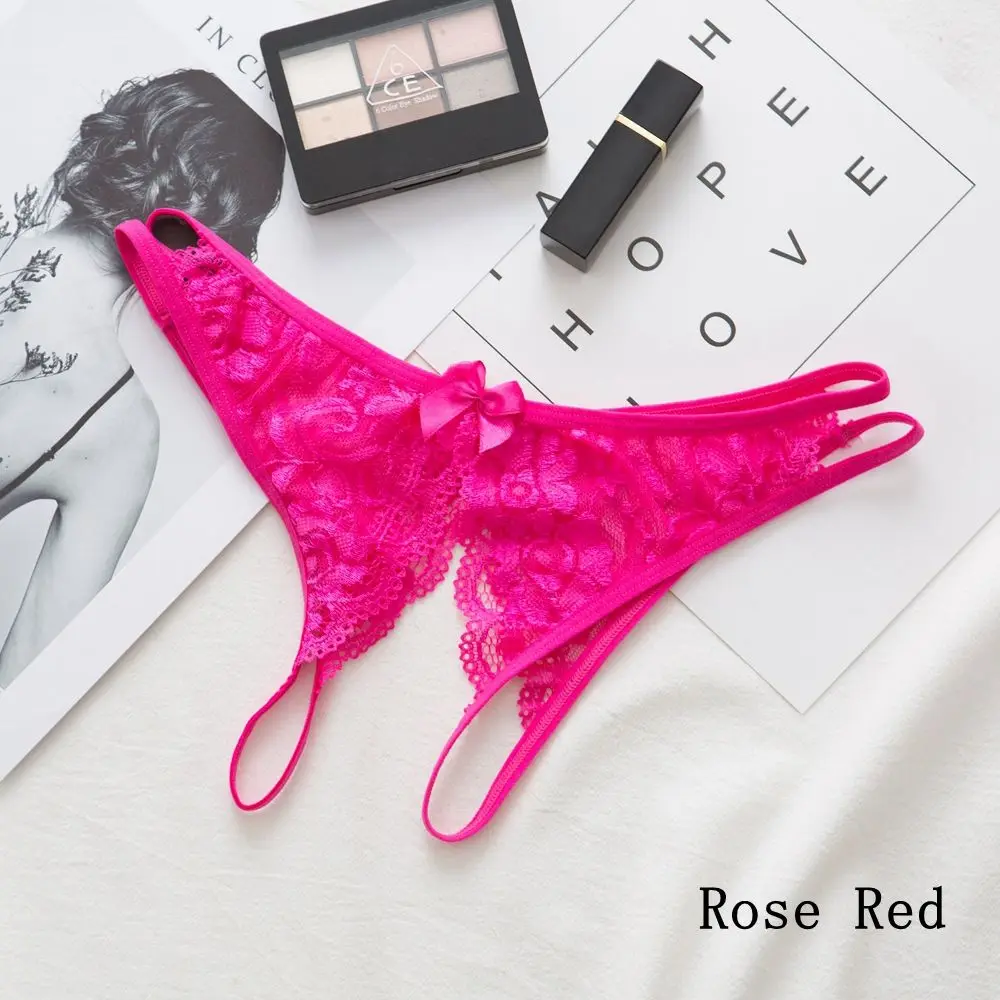 rose red Briefs Новинка, сексуальные женские кружевные трусики с цветами, низкая посадка, Прозрачное нижнее белье с вышивкой, одноцветные сексуальные женские трусы - Цвет: rose red Briefs
