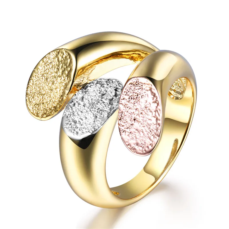 Romad 3 Color Wide Rings Charm Personalized Anillos Jewelry For Women Elegant Party Wedding Rose Gold Open Ring bague | Украшения и