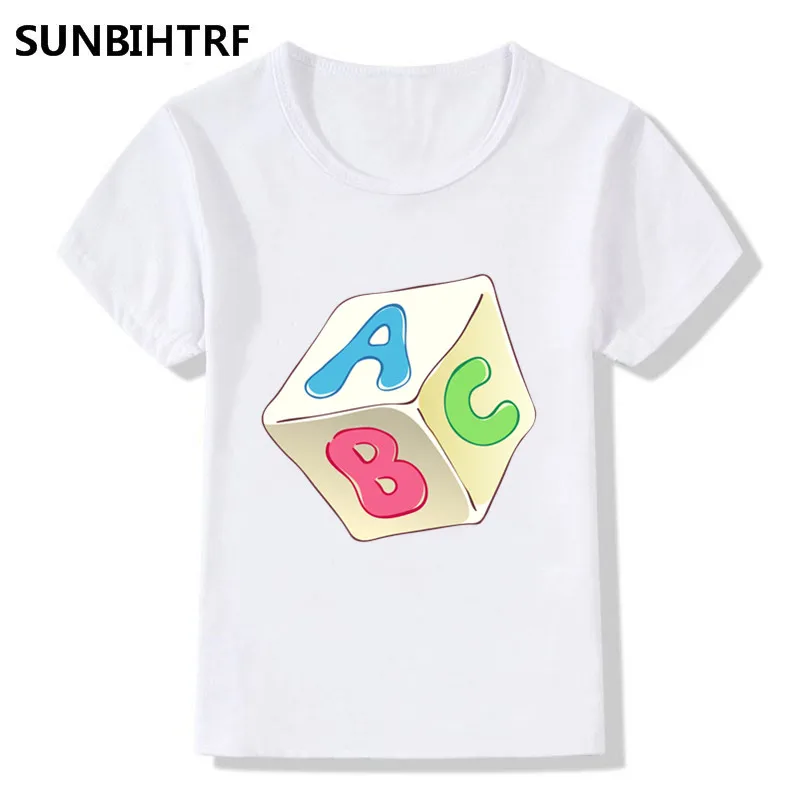 Забавные детские футболки ABC cube детская одежда топы с короткими рукавами для