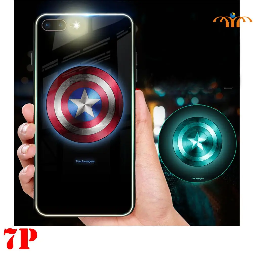 Marvel Капитан Америка фосфоресцирующий Телефон чехол для iPhone 6 Plus 7 8 задняя крышка