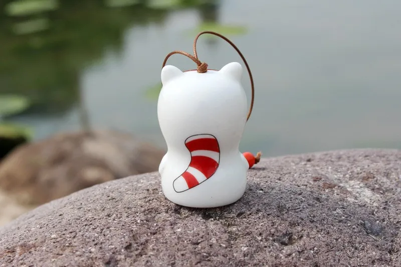 Керамические Куклы для кошек, подвесные колокольчики, японские украшения, фигурка животного, колокольчик, декоративные колокольчики, колокольчики