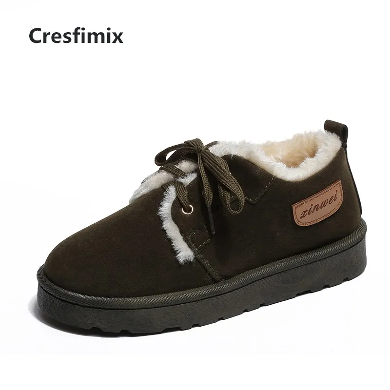 Cresfimix/Женская Повседневная Уличная теплая короткая обувь на искусственном меху