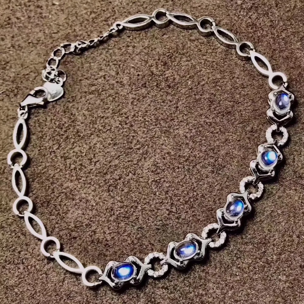 Fidelity natural 4*6mm blue moonstone Bracelets s925 sterling silver fashion fine jewelry gift for women party gemstone | Украшения и