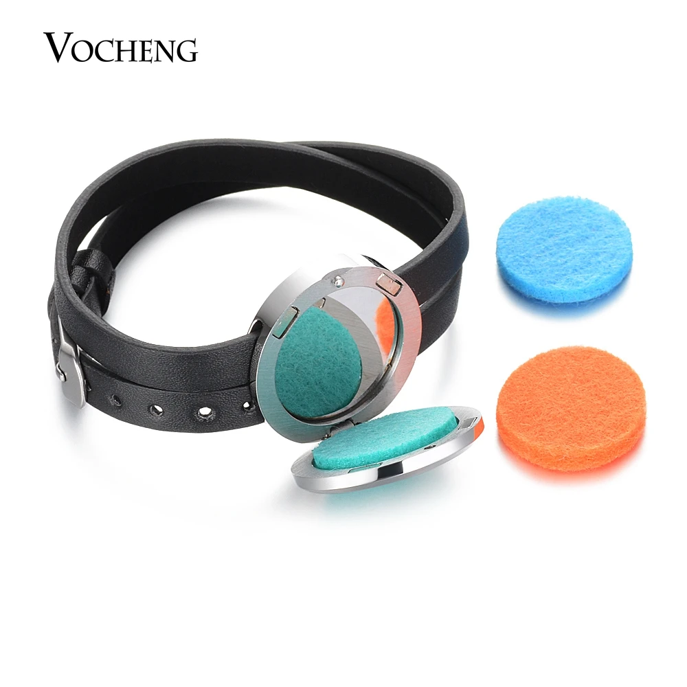 

10pcs/lot Aromatherapy Diffuser Locket Bracelet 316L Stainless Steel Double Leather Paw Magnet Open without Oil Pads VA-576*10