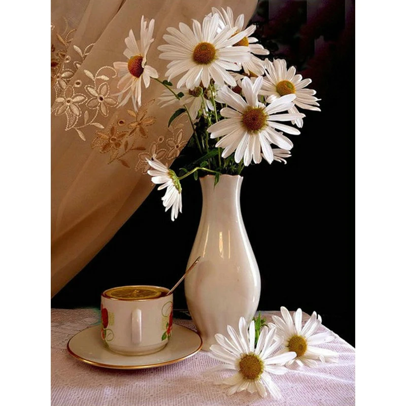

YIKEE Diamond Painting Flower Vase 5d diy Full Square Diamond Embroidery Rhinestone Mosaic Painting Home Decor y1005