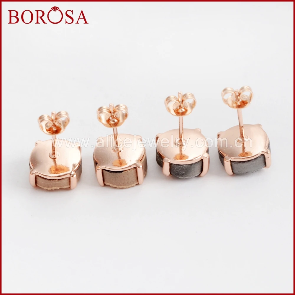 BOROSA 5 пар натуральная Друза смешанных цветов 10 мм круглый розовый Золотой Коготь