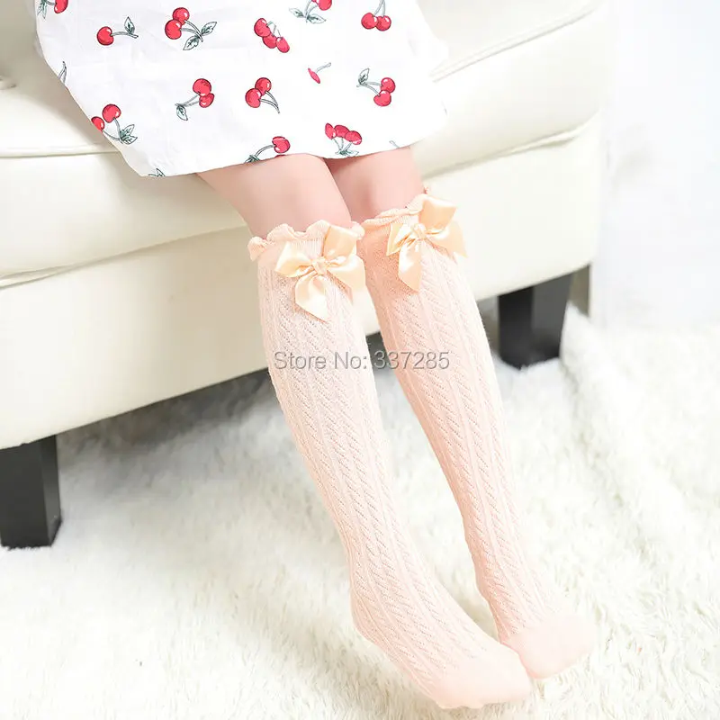 Летние дизайнерские гольфы для девочек высокие дышащие милые тонкие носки с