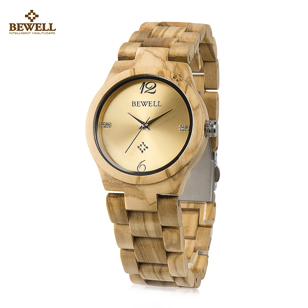 Женские деревянные наручные часы BEWELL ZS W153A с циферблатом Swirl Marks натуральные для