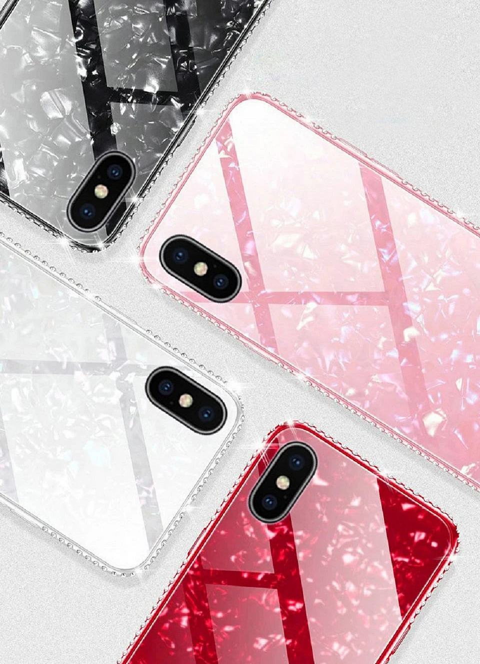 Чехол для iphone X XR XS 11 pro Max с кольцом на палец, чехол для iphone 11, 8, 7, 6, 6s Plus, блестящая раковина, закаленное покрытие для телефона