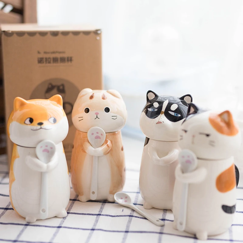 Милый Aniamal Сибирский хаски и Сиба ину керамические кружки пара дети чашки для завтрака собака кошка Кружка Офис молоко кофе чай чашка