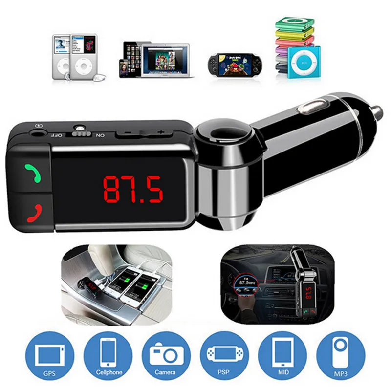 Bluetooth Car Kit FM Transmitter Hands Free Aux MP3 Player Modulator with LED Display Portable Dual USB Charger Transmissor | Автомобили и