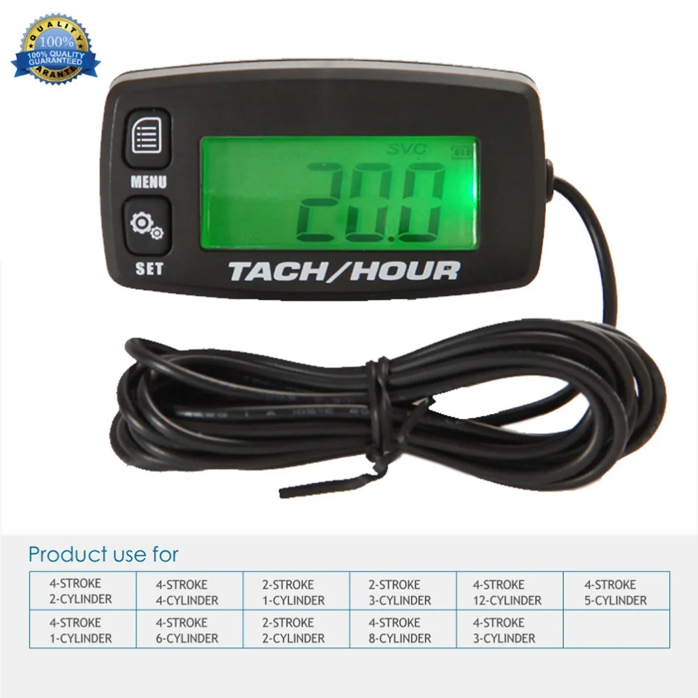 

Tacho Hour Meter Tachometer Digital Resettable Inductive For Motorcycle Marine Boat ATV Snowmobile Generator Mower RL-HM032A