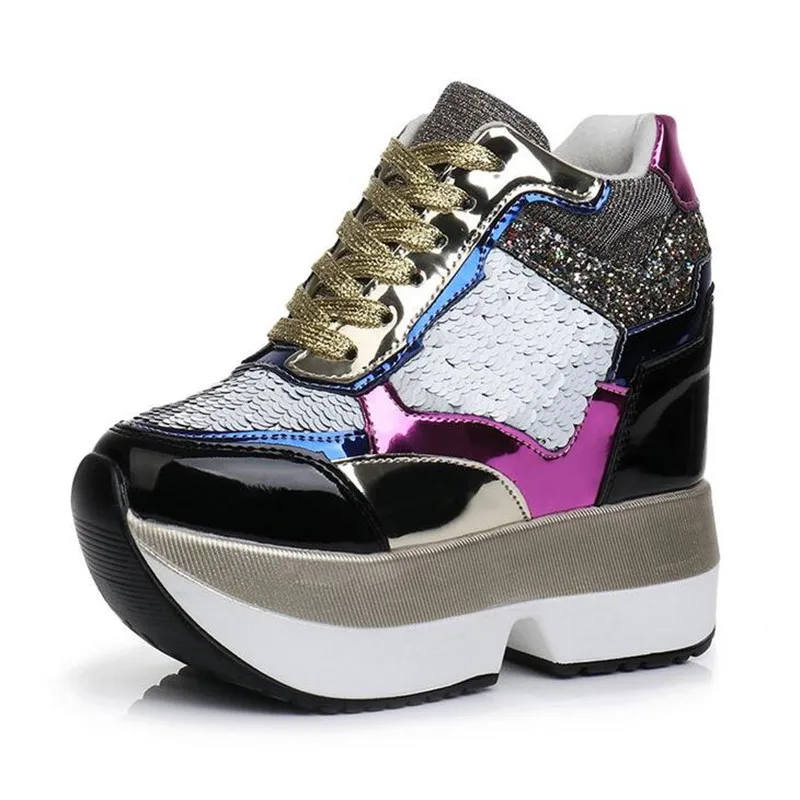Женская обувь высокого дышащая на платформе с блестками и стразами новинка 2021