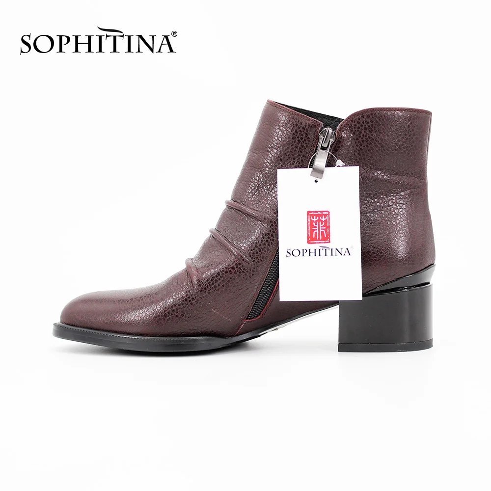 SOPHITINA ботинки женские зимняя женская обувь полная натуральная кожа на молнии