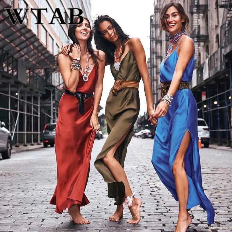 WTAB vestidos женское платье с открытой спиной и застежкой-молнией 2019 ремень весна-лето