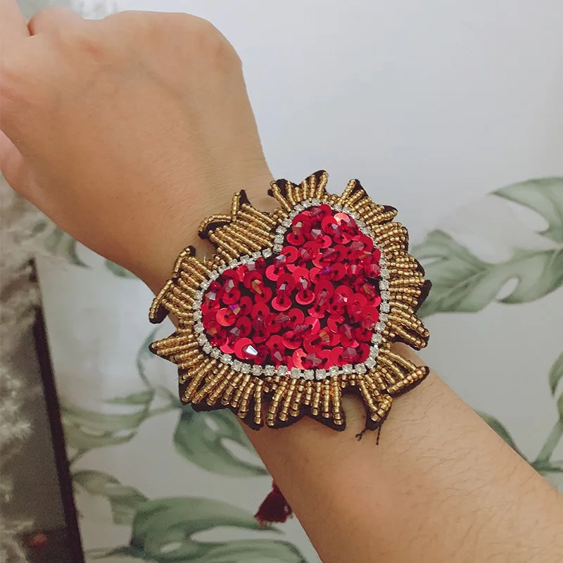 big red heart Регулируемый Злой Глаз сердце браслет MIYUKI браслет Pulseras Mujer Винтаж ручной работы хрустальные браслеты с кисточкой для женщин ювелирные изделия - Окраска металла: big red heart