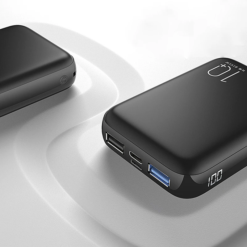 10000 мАч Мини Внешний аккумулятор с двойным usb тип-c Внешнее зарядное устройство с цифровым светодиодный дисплеем для iPhone samsung Xiaomi