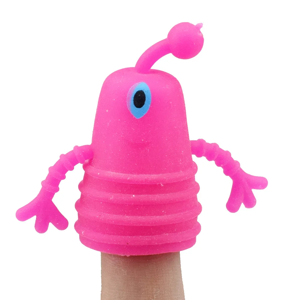 4pcs/lot Novel TPR plastic cute expression doll fingers finger set pen cover toys storytelling props Robot monster toy for kids | Игрушки и