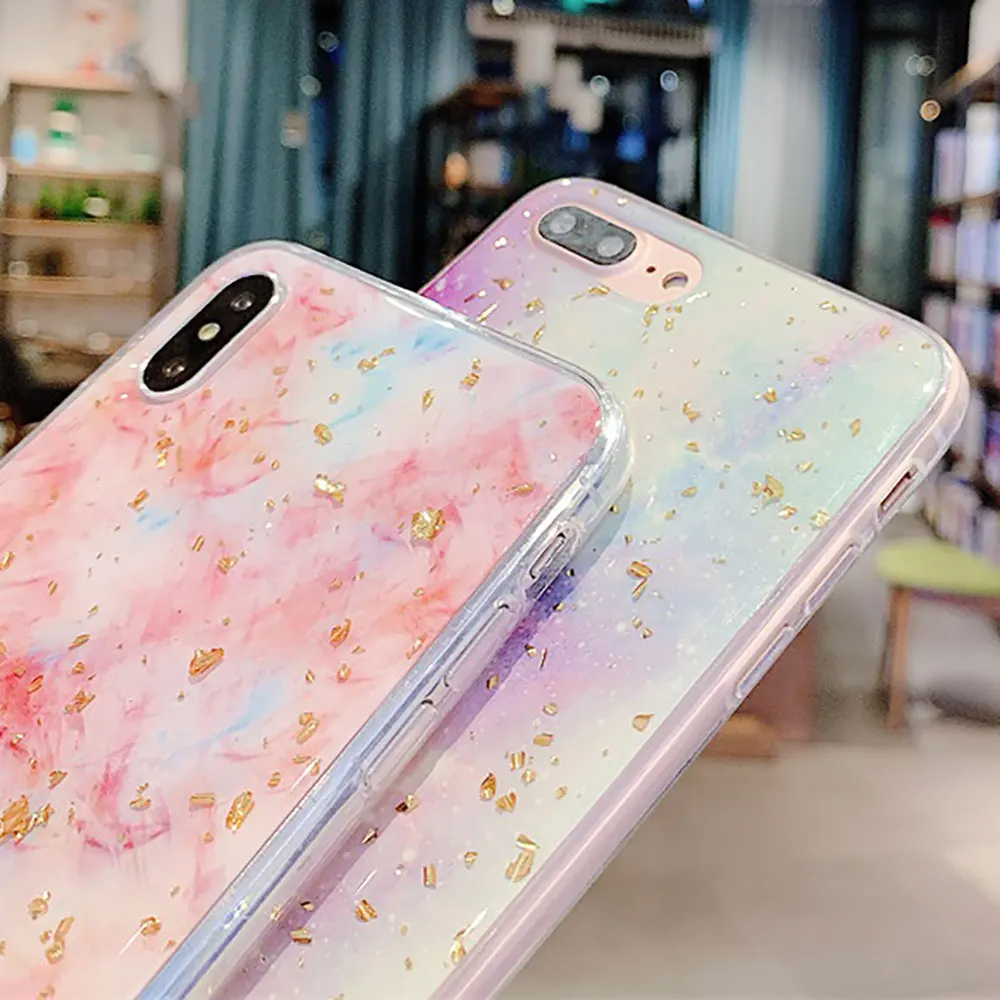 KISSCASE Luxury Gold Foil Bling Case For iPhone XS Max XR Marble Pattern 8 7 Plus 6S 6 Capinhas |
