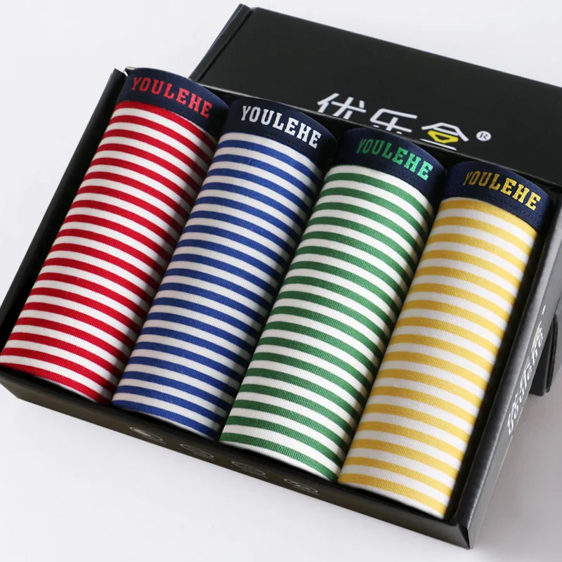 Трусы боксеры мужские короткие хлопковые дышащие трусы в темно синюю полоску 4