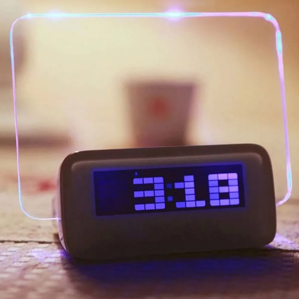 Флуоресцентный будильник синие светодиодные цифровые часы доска сообщений USB 4