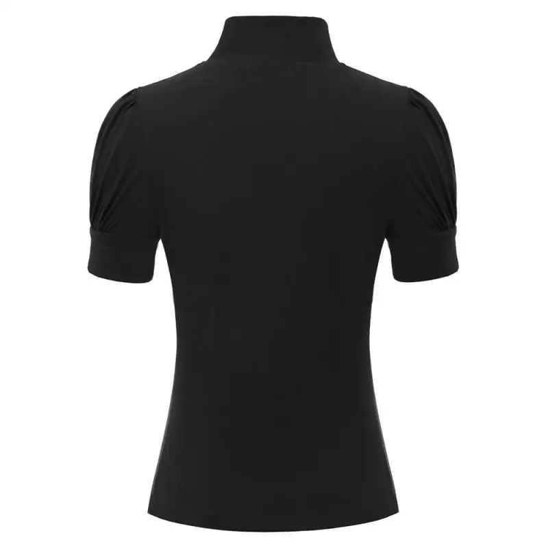 Belle Poque women's 1950s Ретро винтажная блуза с галстуком бабочкой со стоячим воротником