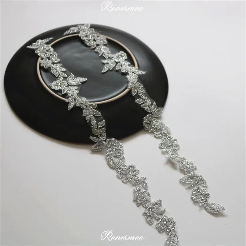 5 шт. стразы горячей фиксации серебристая нить Кружевная аппликация узкое