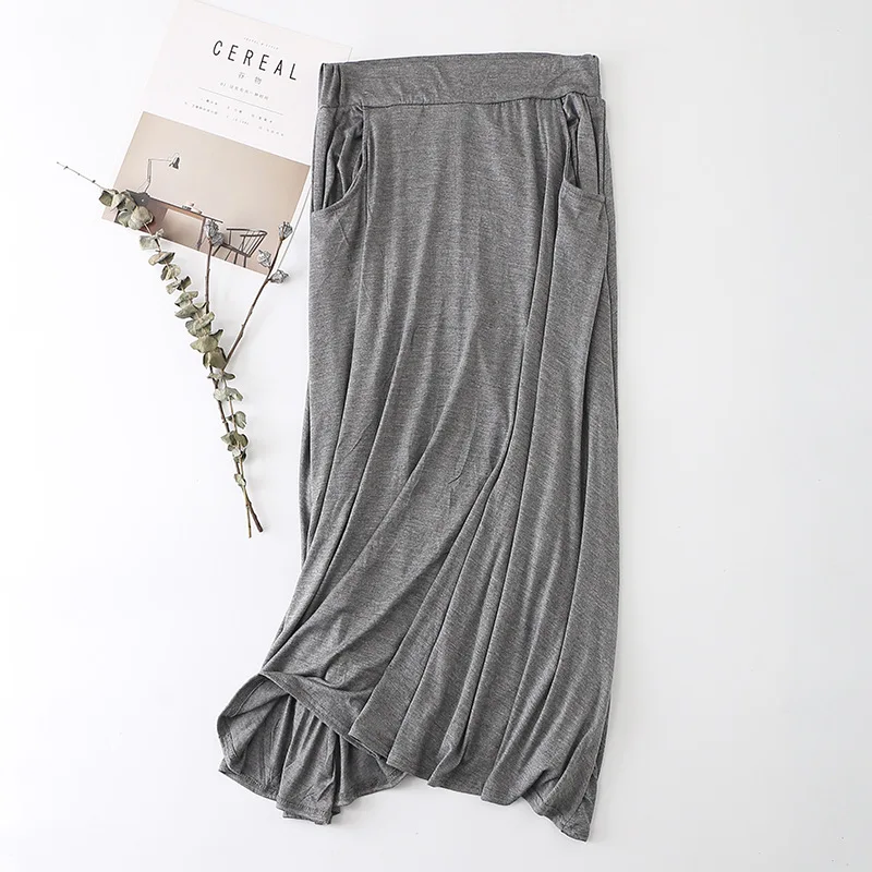 Женская элегантная однотонная Модальная длинная юбка миди Корейская