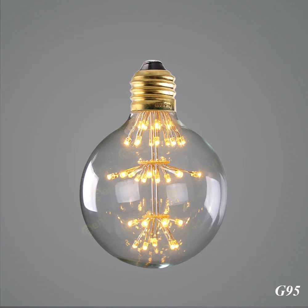 Christmas bulbs ST64 A60 G80 G95 Ретро звездное небо диммируемая Светодиодная лампа 3 Вт 2200 к E27 220 В бутылка вина декоративная фейерверк лампочка лампада СИД - Испускаемый цвет: G95