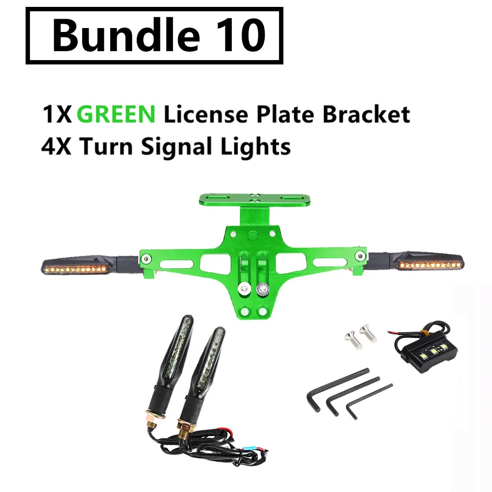 Green with 4 Lights Держатель для заднего номерного знака мотоцикла и сигнальный светильник поворота для Honda Для Kawasaki Z750 Z800 для YAMAHA MT07 MT09 MT10 R1 3 - Цвет: Green with 4 Lights