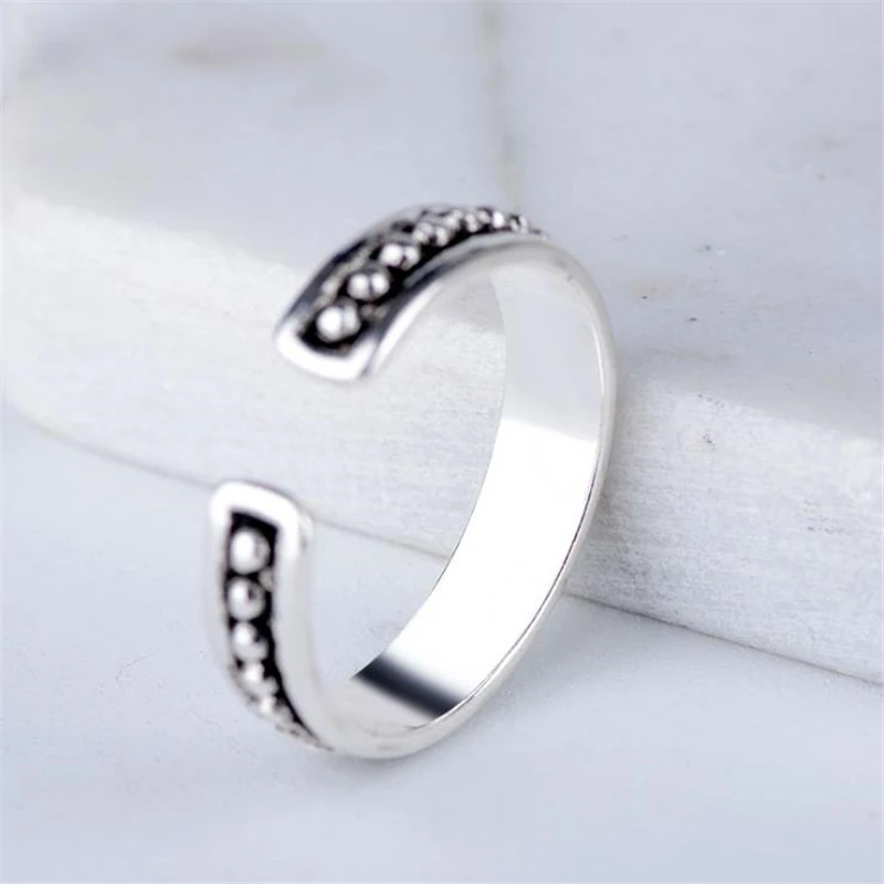 KOFSAC Vintage Thai Silver Jewelry 925 Sterling Rings For Women Anniversary Simple Adjustable Ring Girl Best Gifts | Украшения и