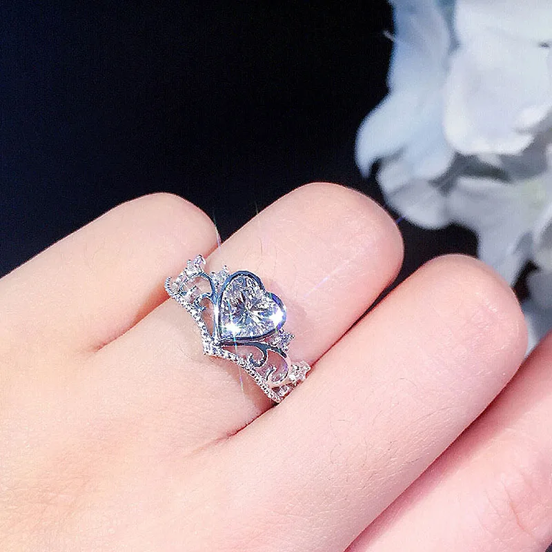 

1ct 6.5mm 18K White Gold DF Color Heart Cut Moissanite Ring Lab Grown Diamond Engagment Ring Wedding Ring For Women