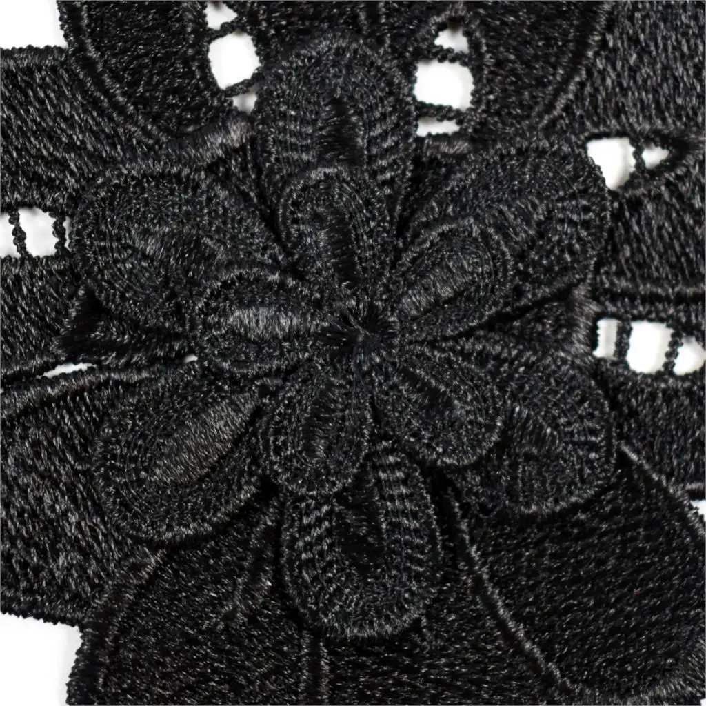 1 пара вышитых цветов венецианское кружево воротник для шитья Черная аппликация