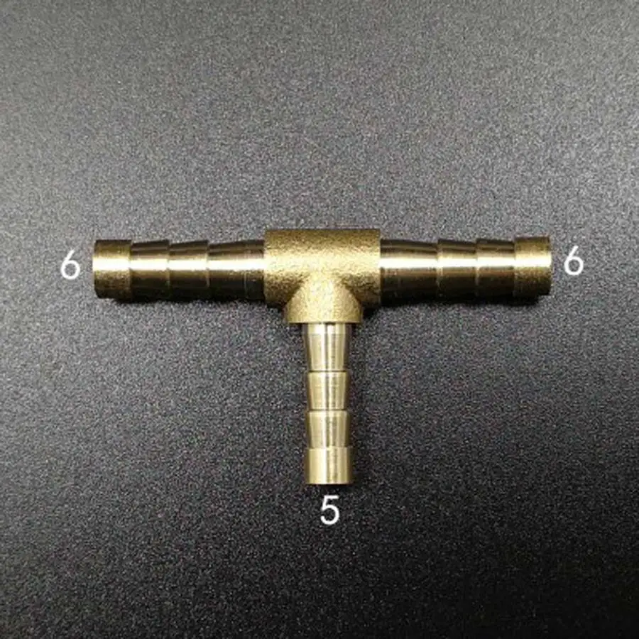 

Brass Hose Barb Reducer Fitting Tee 3 Way Splitter 6-5-6mm Water Gas