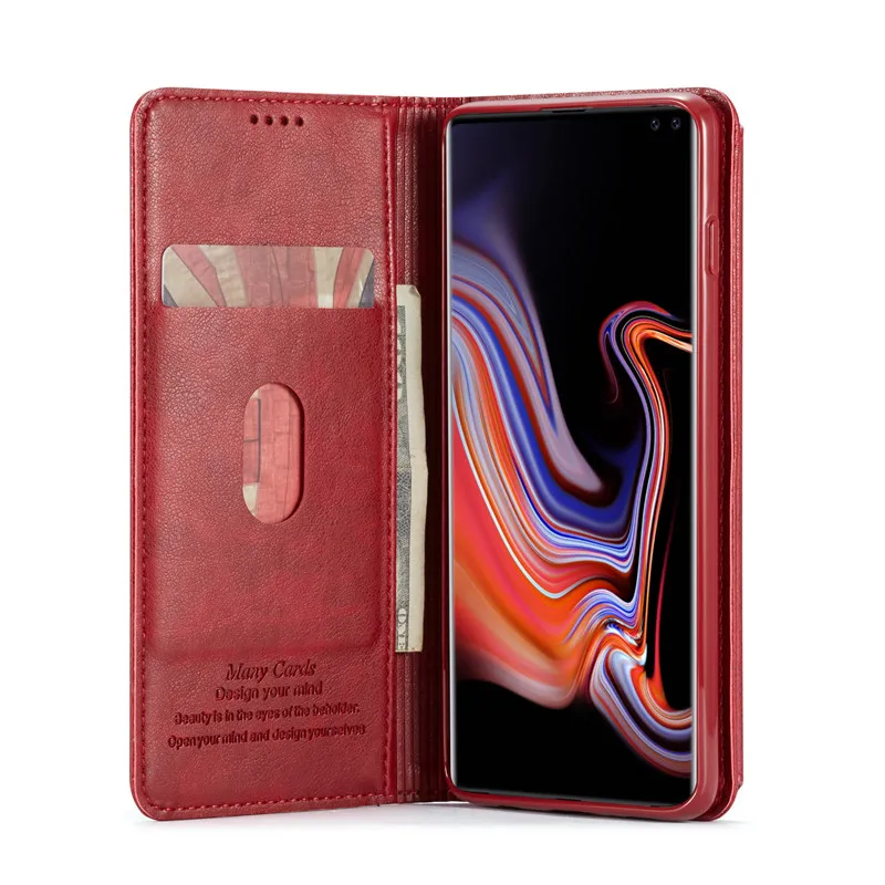 Магнитный чехол кошелек с пряжкой кожаный для телефона Samsung Galaxy S10 Plus S10E S9