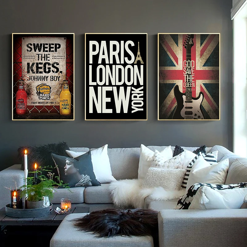 

Ретро-картина с классической музыкой, домашний декор, Скандинавская Картина на холсте, настенный принт, винтажный постер, декор для бара, го...