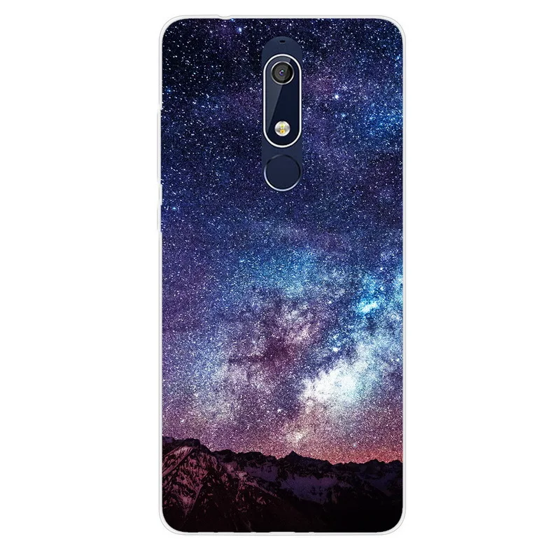 Для Nokia 1 2 2,1 3 3,1 4,2 5 5,1 6 6,1 7 7,1 плюс 2018X5X6 Чехол для телефона с рисунком "Звездное небо" Луна картина мягкий чехол Fundas Capa