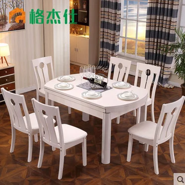Новый классический современный обеденный стол с 6 стульями 8015|extendible dining table|dining