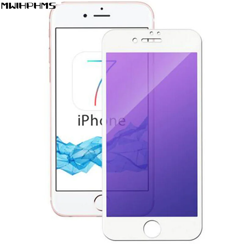 Mwihphms 3D Анти-синий свет стекло для iphone7 4 7 &quot/7 plus 5 5&quot экран из углеродного волокна
