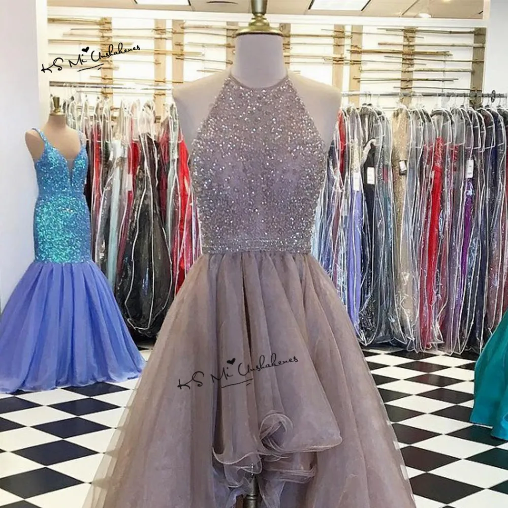 Коричневые платья на выпускной 2019 органза бисер Vestido de Formatura дизайнерские