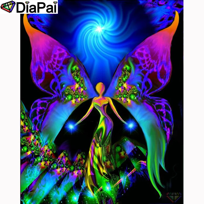 

DIAPAI 5D DIY Diamond Painting 100% Full Square/Round Drill "Butterfly fairy" Diamond Embroidery Cross Stitch 3D Decor A21558