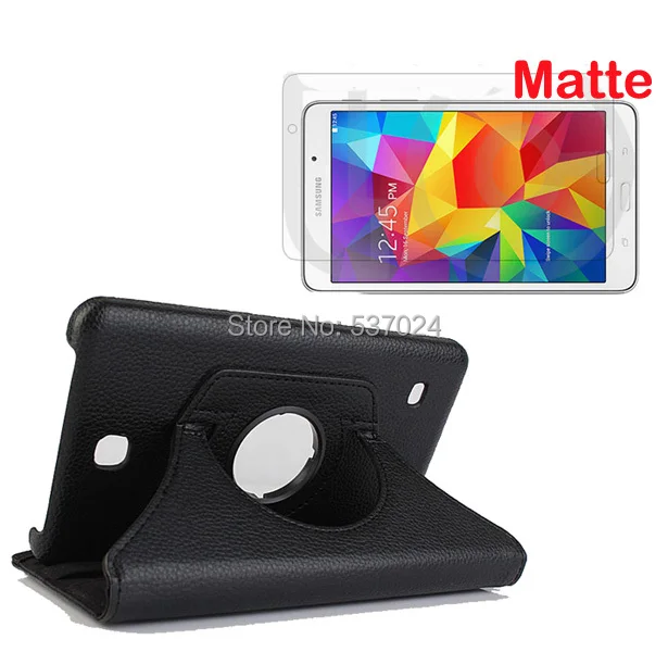 360 градусов вращающийся Folio Stand кожаный чехол + матовая пленка для Samsung Galaxy Tab4 Tab 4 7 0