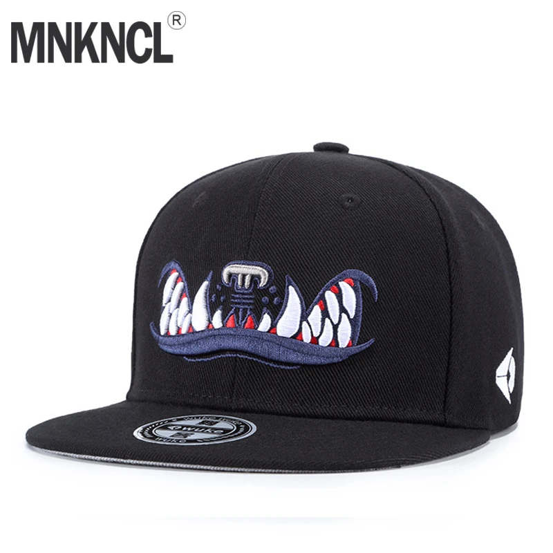 High Quality Black Snapback 3D Teeth Embroidery Hip Hop Cap Flat Bill Baseball For Men and Women | Аксессуары для одежды