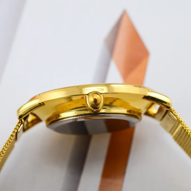 1 шт. металлические золотистые часы мужские и женские для влюбленных кварцевые