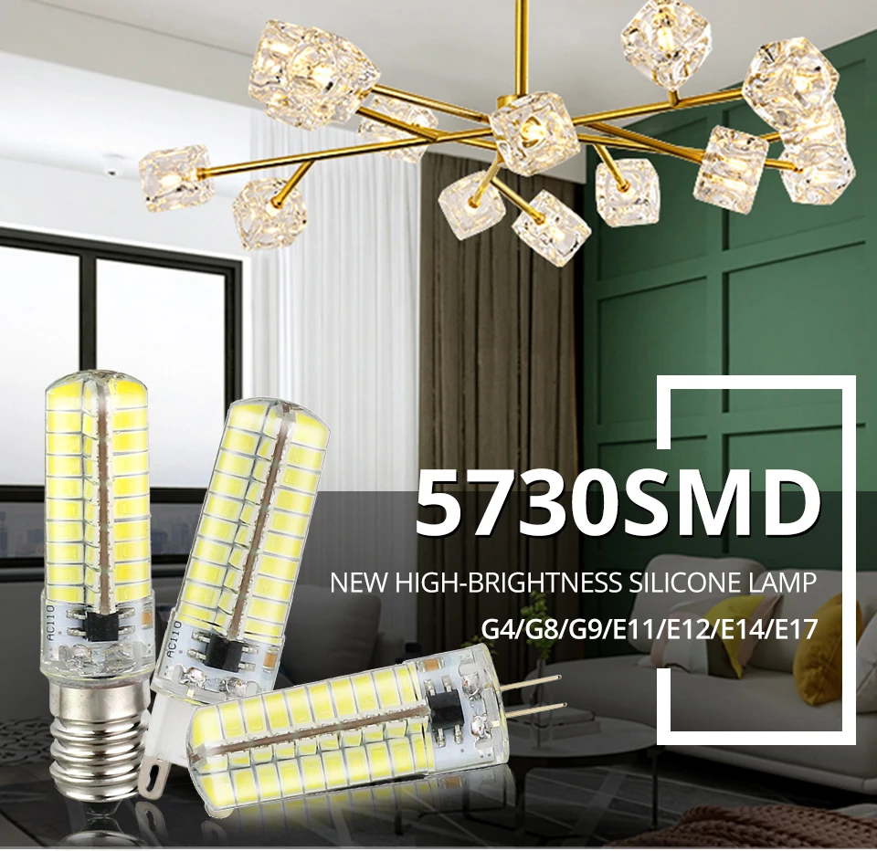 G9 светодиодный 9 W 220 V 110 V E14 светодиодный G4 G9 G8 E11 E12 E17 светодиодный лампы SMD 5730 Мини Силиконовые передвижной лампой с возможностью прикрепления на 30 Вт галогенная лампа для люстры