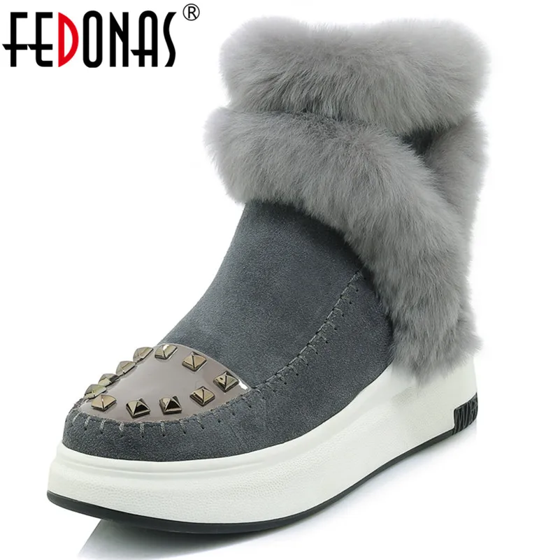 FEDONAS/Новинка женские ботильоны на платформе модные брендовые теплые зимние