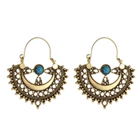 vintage hollow earrings bohemian style round circle earrings for women gift folk custom earrings fashion jewelry e3094