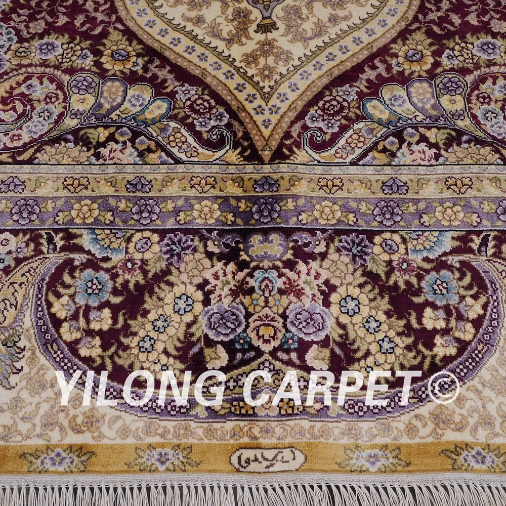 Классические персидские Коврики ручной работы Yilong 5 'x 8' бежевый медальон